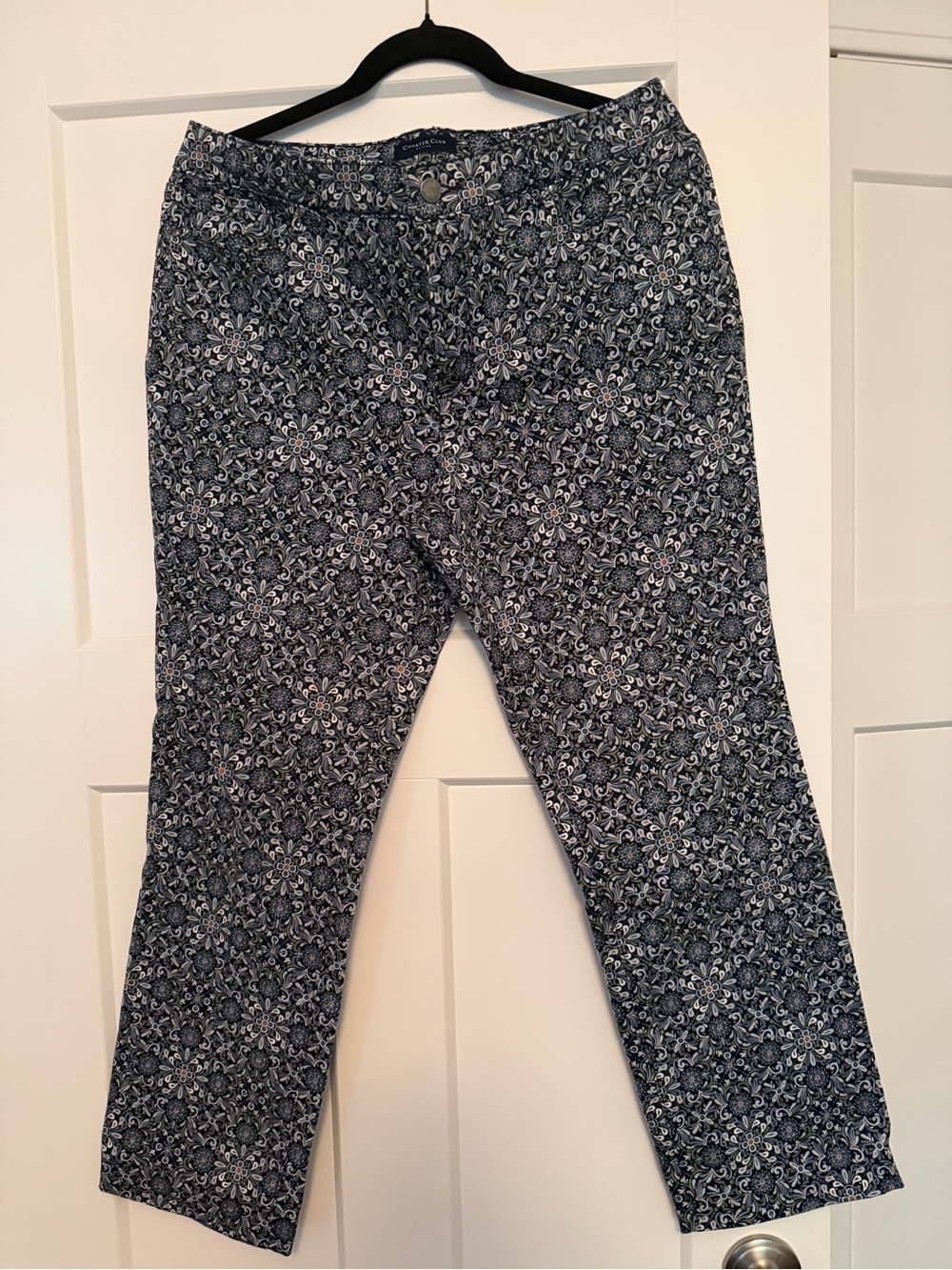 Charter Club Navy Floral Straight-Leg Jeans